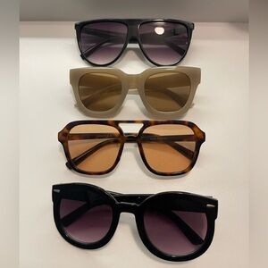 Stylish Sunglasses Set - Black, Cream, Tortoise
